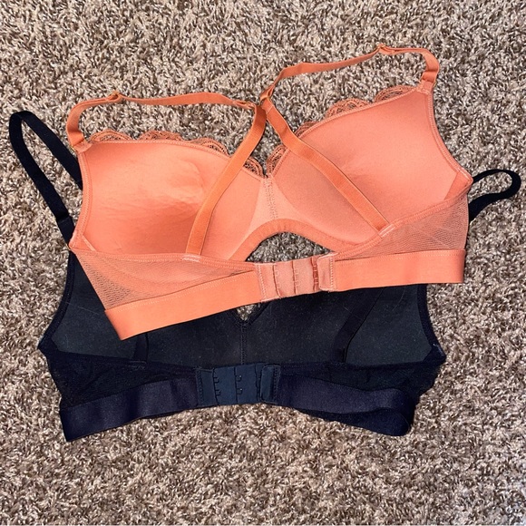 Wear Lively Rust Orange Lacy and Black Lacy No Wire Push Up Bra Set - Picture 4 of 6